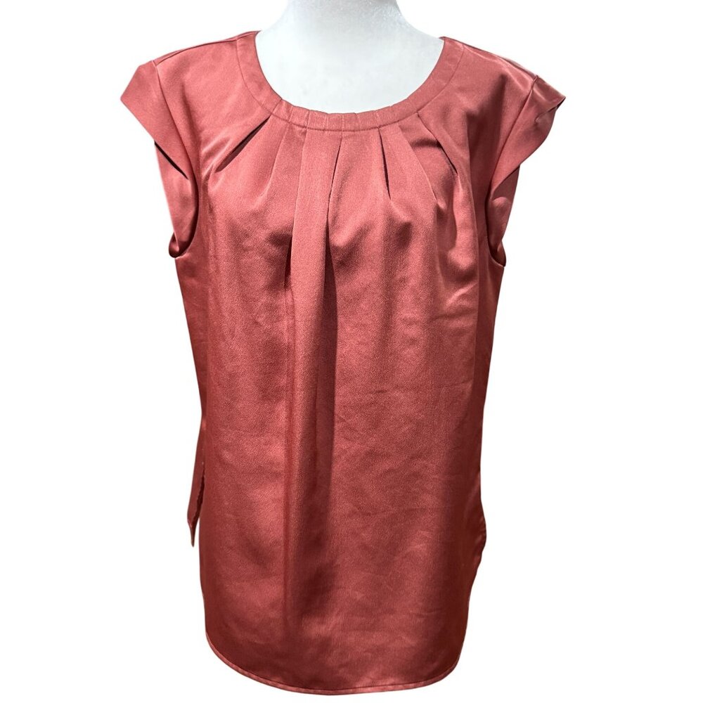 Liz Claiborne Womens S Brown Rust silk Satin Styles Sleeveless blouse shell - Picture 4 of 10